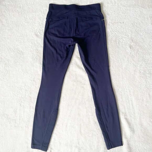 ATHLETA Womens Pants Size 4 Ponte Moto 2 Navy Zippered Pockets Full Length - Picture 4 of 13